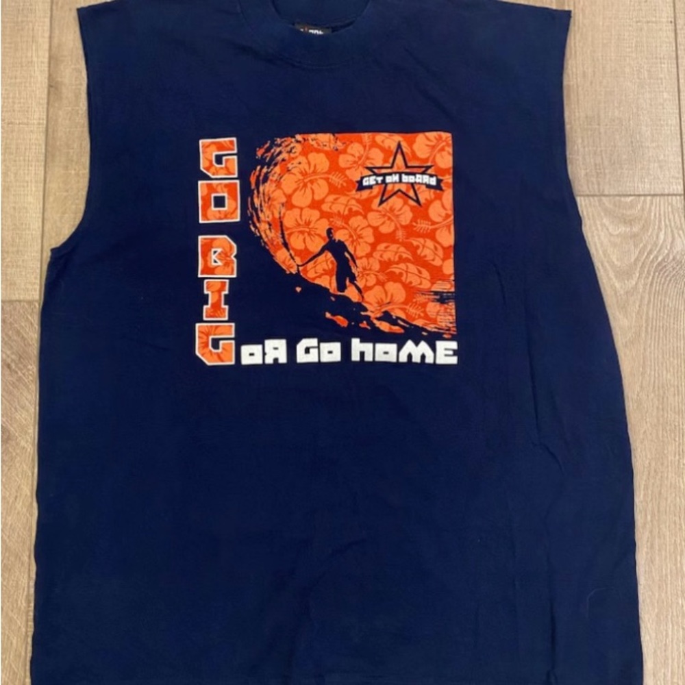 Vintage Get On Board - Go Big Or Go Home surf shirt - sleeveless - LARGE - 90’s